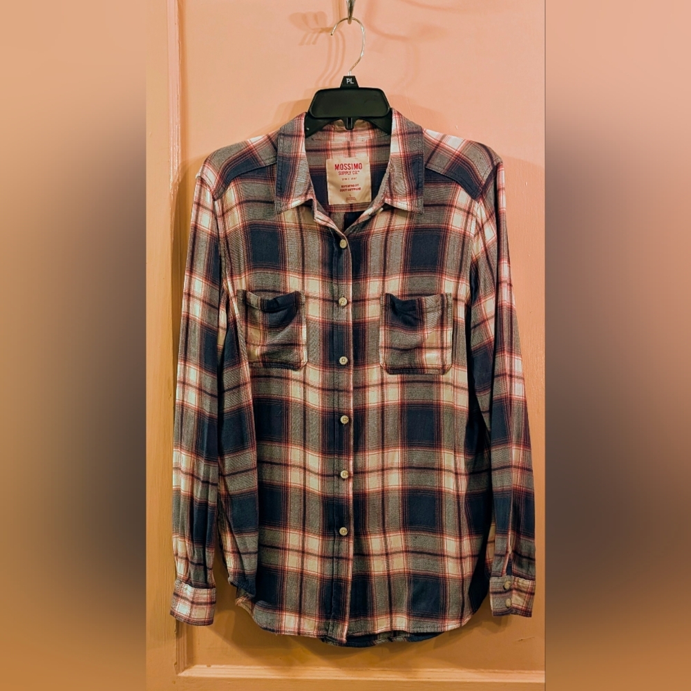 Mossimo Supply Co. Red and Blue Plaid Shirt